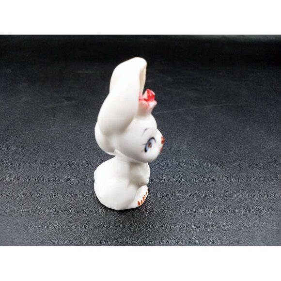 Ceramic Bunny Figurine With Pink Flower Accent Vintage 2 In Glossy Hand Painted - Picture 12 of 16